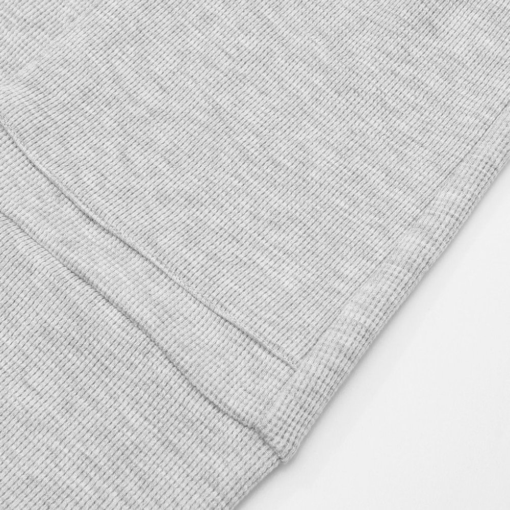 Light Gray Thermal Waffle Knit Open Front Pocketed Long Cardigan Fall Winter - Picture 7 of 10
